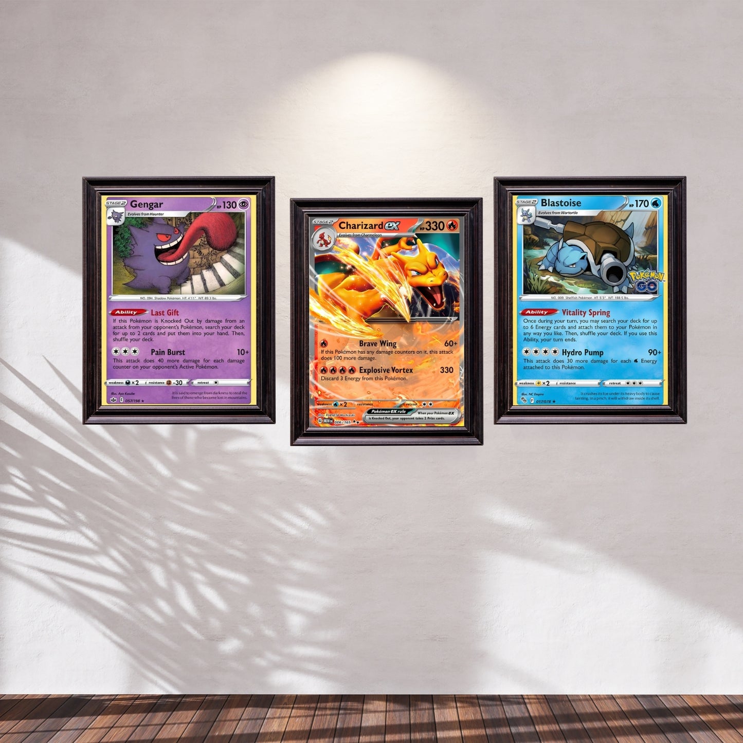 Pokemon 3D lenticular posters wall display - Gengar, Charizard EX, Blastoise - Lumitech Prints
