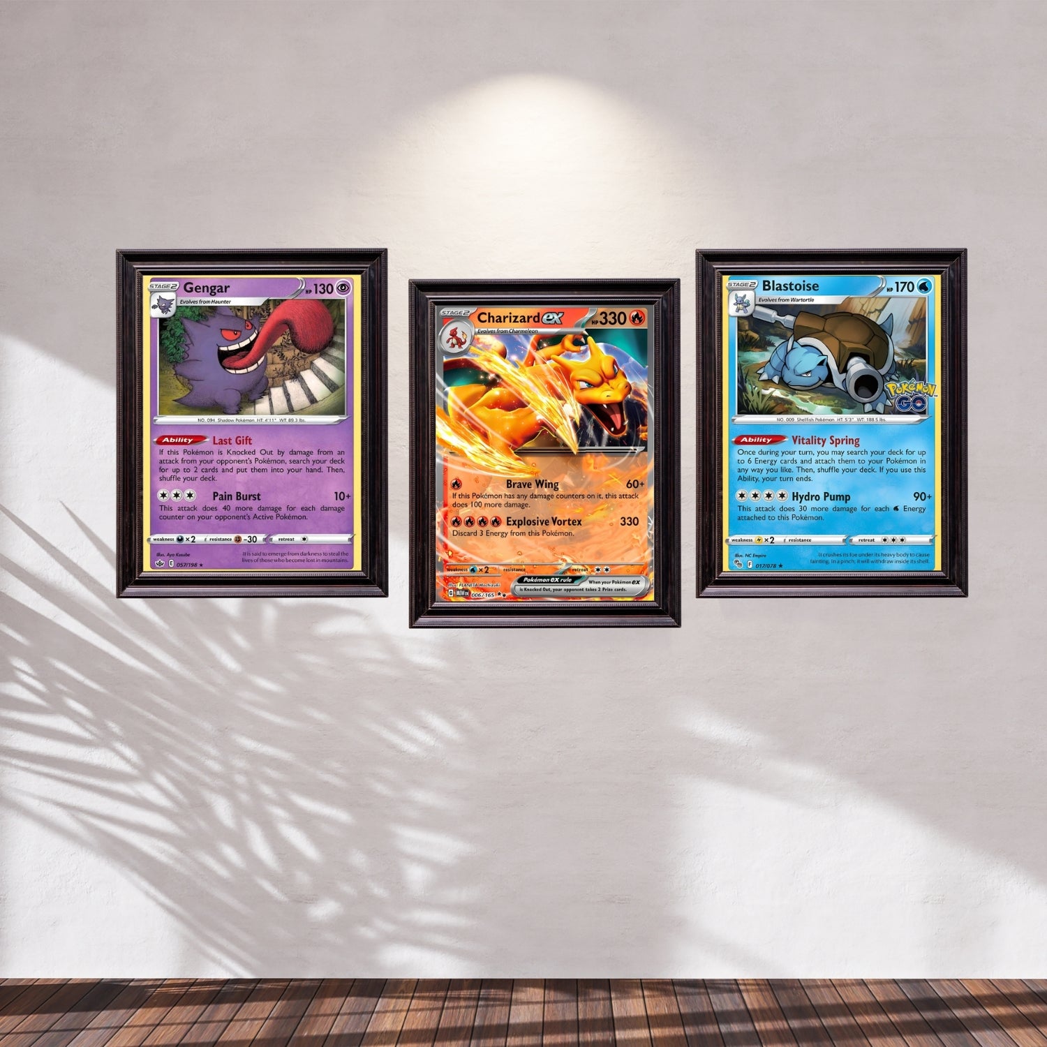 Pokemon 3D lenticular posters wall display - Gengar, Charizard EX, Blastoise - Lumitech Prints