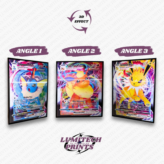 Pokemon 3D lenticular poster 30x40cm - Vaporeon VMAX, Flareon VMAX & Jolteon VMAX - 3 viewing angles