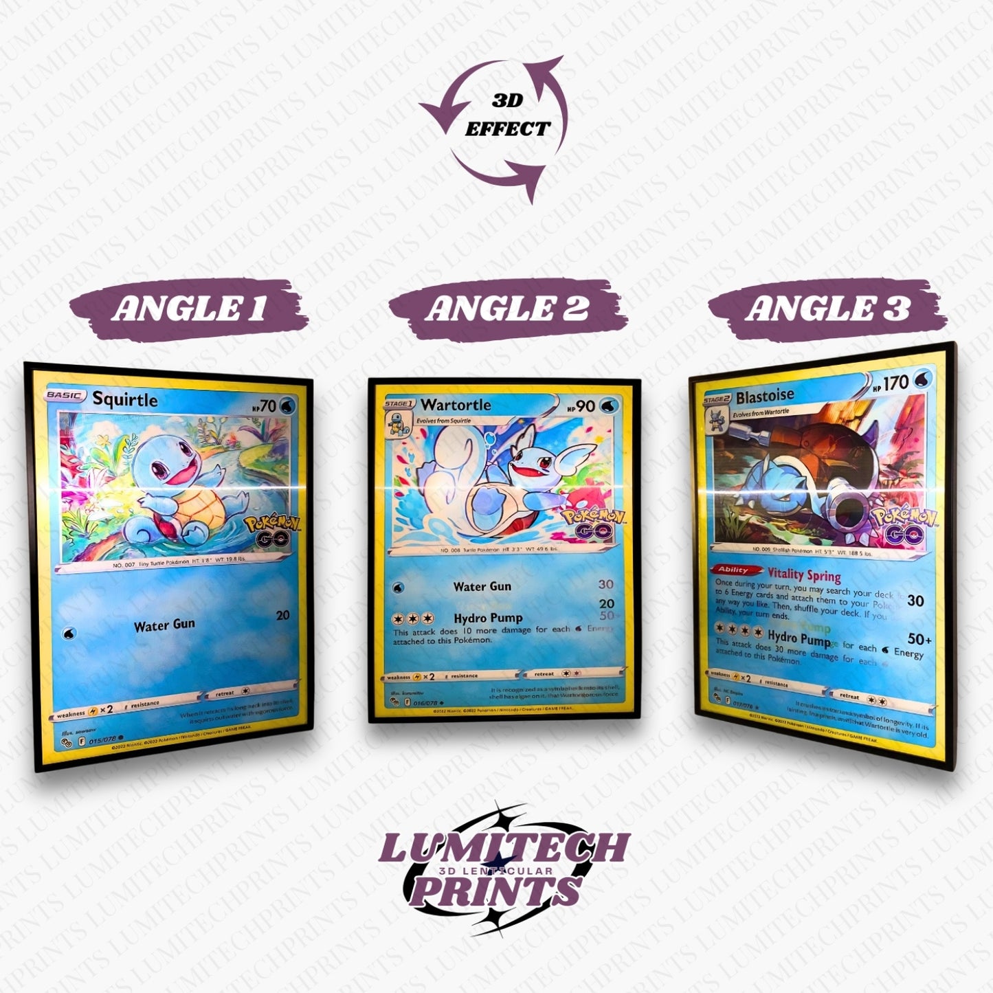 Pokemon 3D lenticular poster 30x40cm - Squirtle, Wartortle & Blastoise - 3 viewing angles