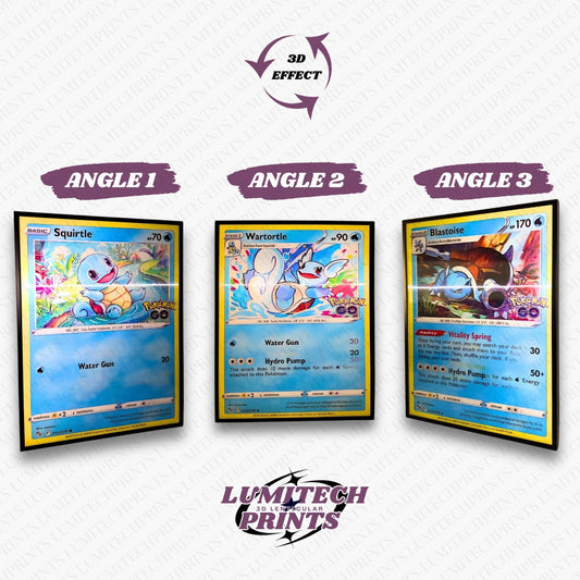 Pokemon 3D lenticular poster 30x40cm - Squirtle, Wartortle & Blastoise - 3 viewing angles