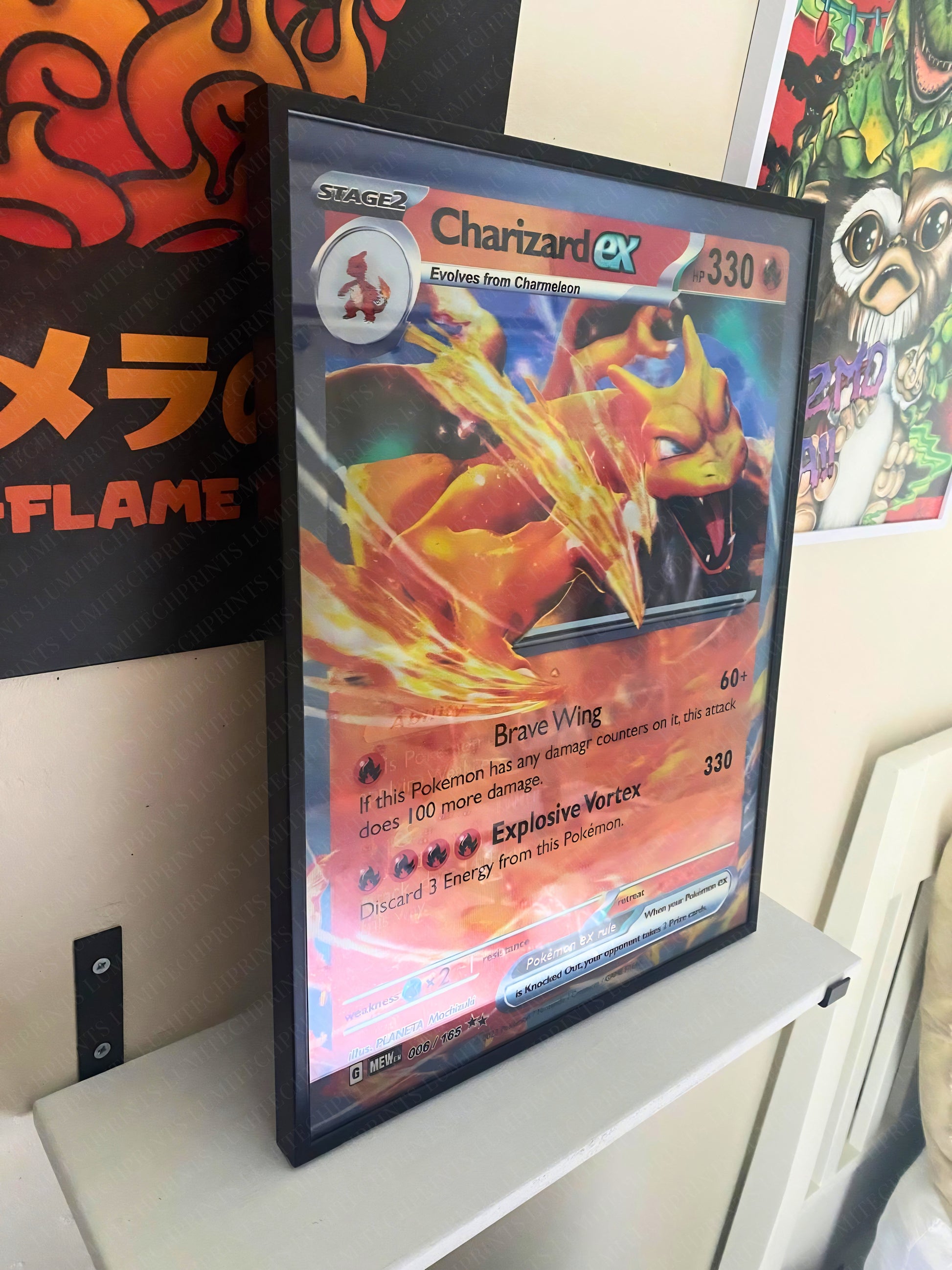 
Pokemon 3D lenticular poster Blastoise EX Venusaur EX Charizard EX hanging on wall - Lumitech Prints 30x40cm