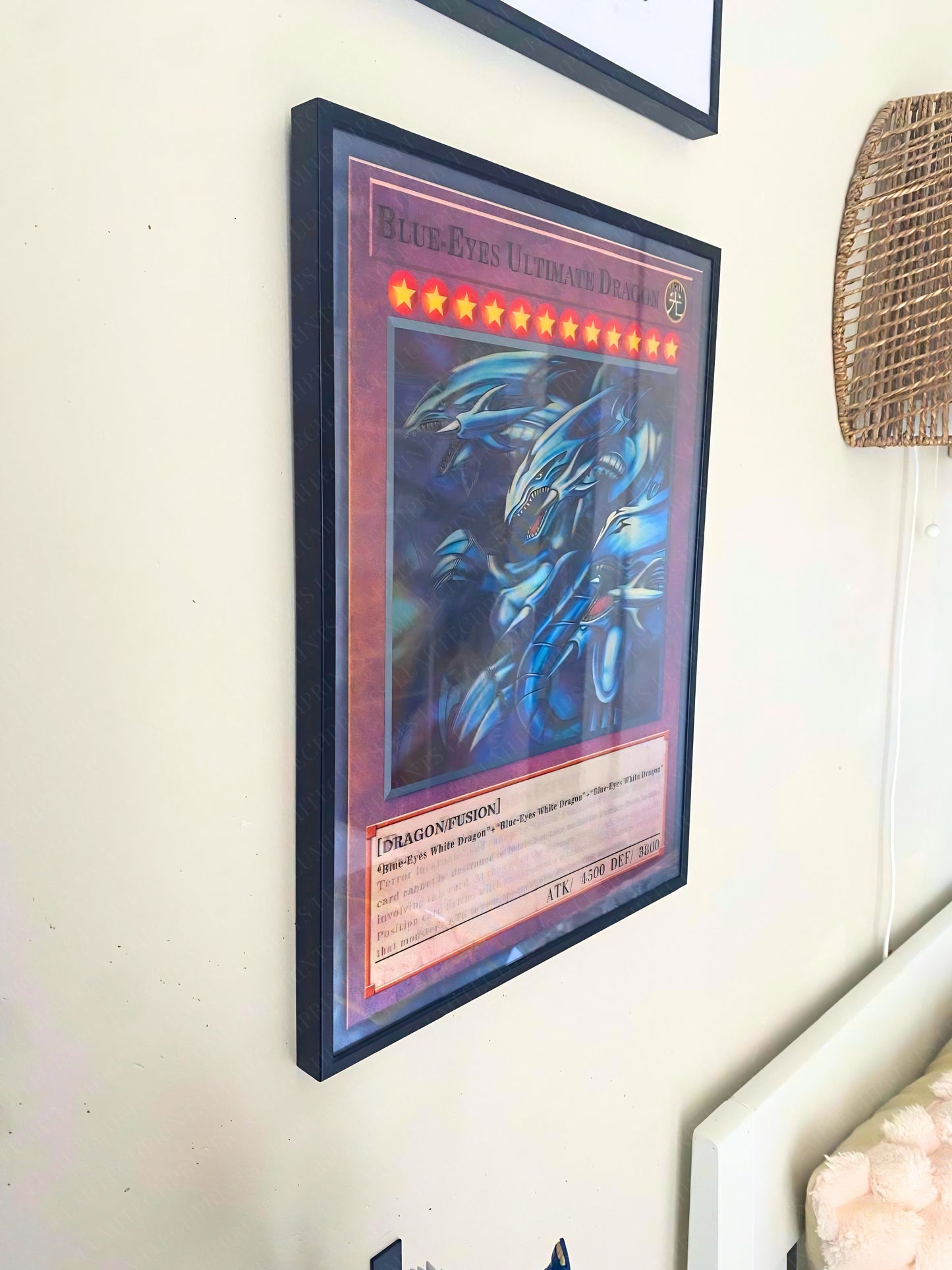 Yu-Gi-Oh 3D lenticular poster Blue-Eyes Ultimate Dragon hanging on wall - Lumitech Prints 30x40cm