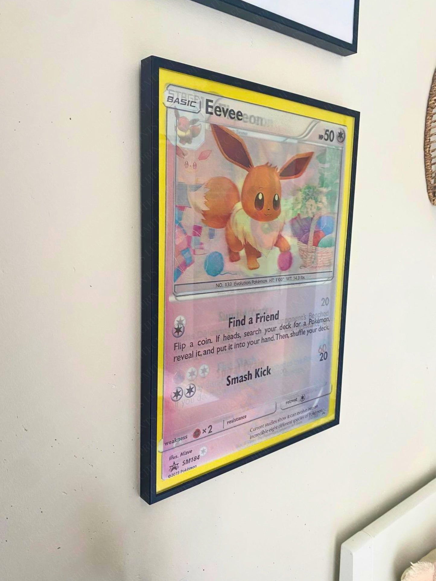 Pokemon 3D lenticular poster Flareon Vaporeon Eevee hanging on wall - Lumitech Prints 30x40cm