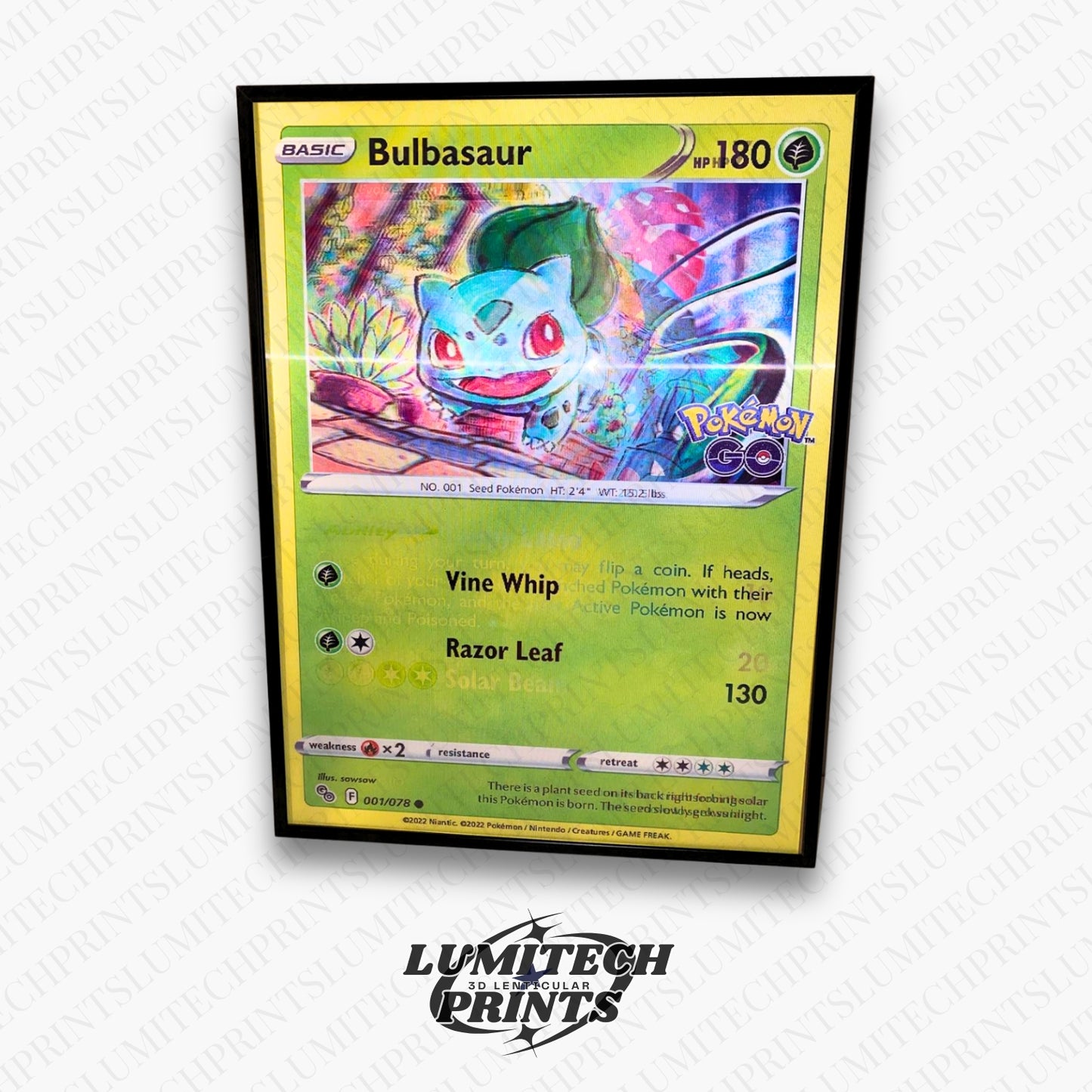 Pokemon 3D lenticular poster - Bulbasaur close-up - premium lenticular print 30x40cm