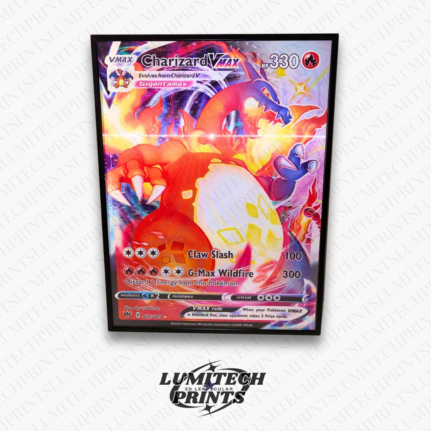 Pokemon 3D lenticular poster - Charizard VMAX Gigantamax close-up - premium lenticular print 30x40cm