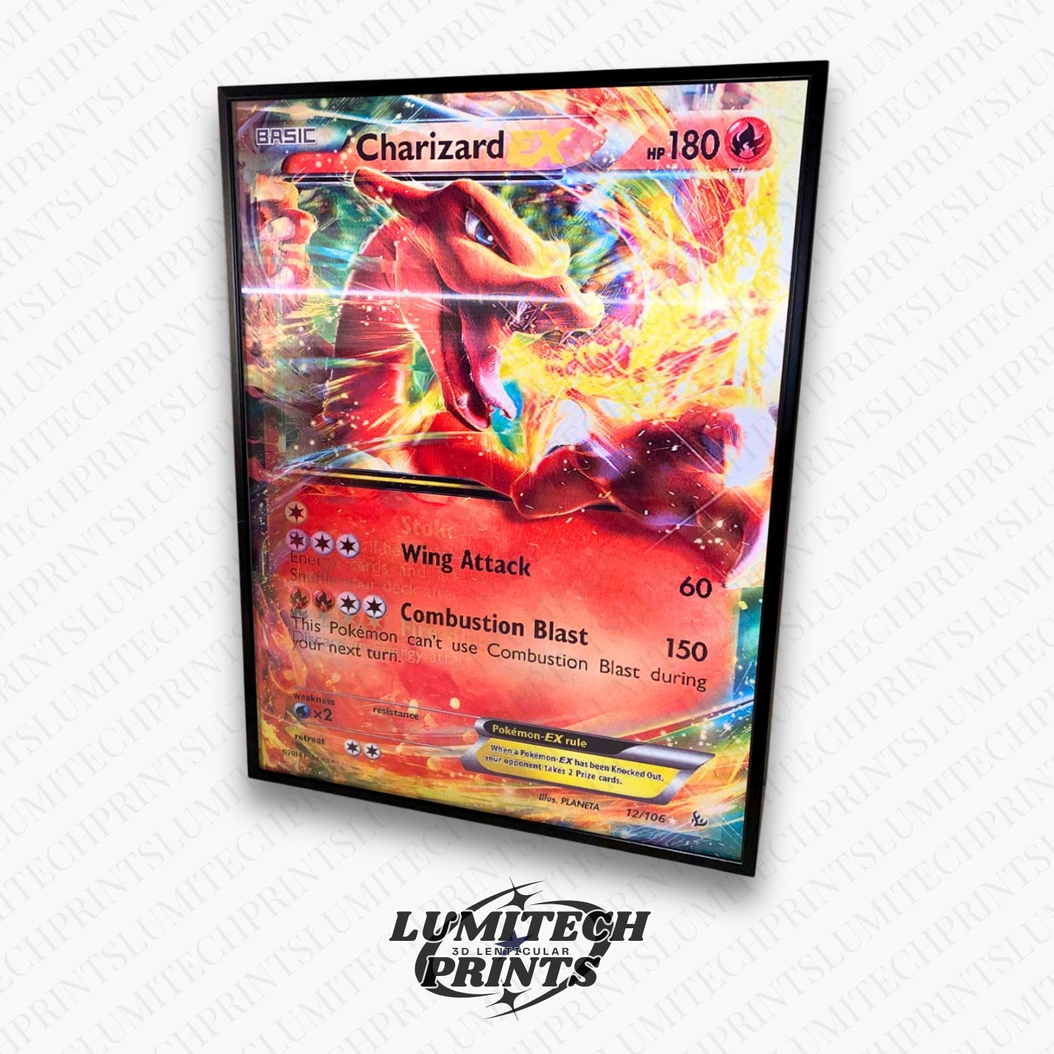 Pokemon 3D lenticular poster - Charizard EX Flame Cloak close-up - premium lenticular print 30x40cm