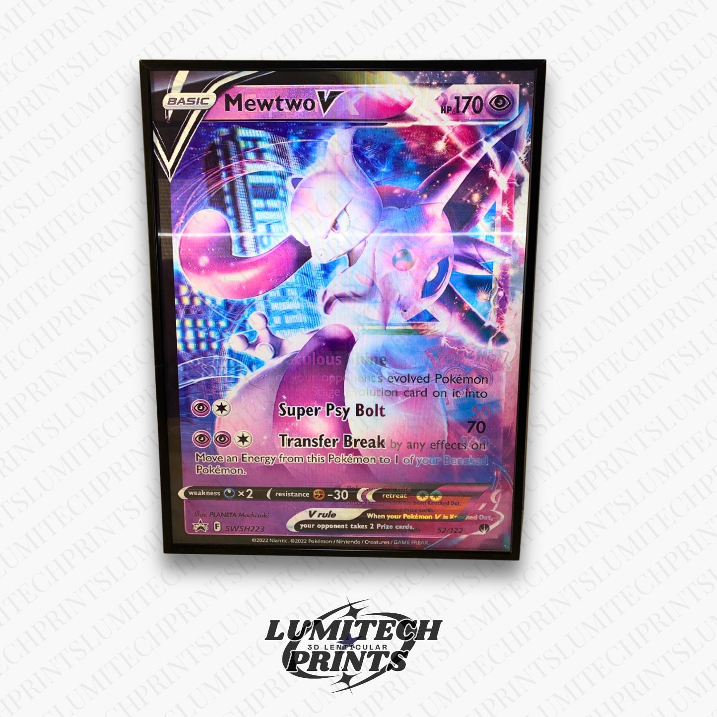 Pokemon 3D lenticular poster - Mewtwo close-up - premium lenticular print 30x40cm
