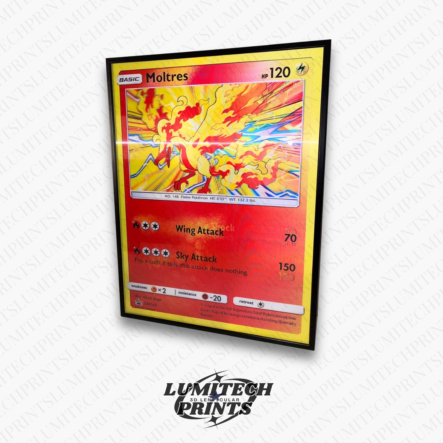 Pokemon 3D lenticular poster - Moltres close-up - premium lenticular print 30x40cm