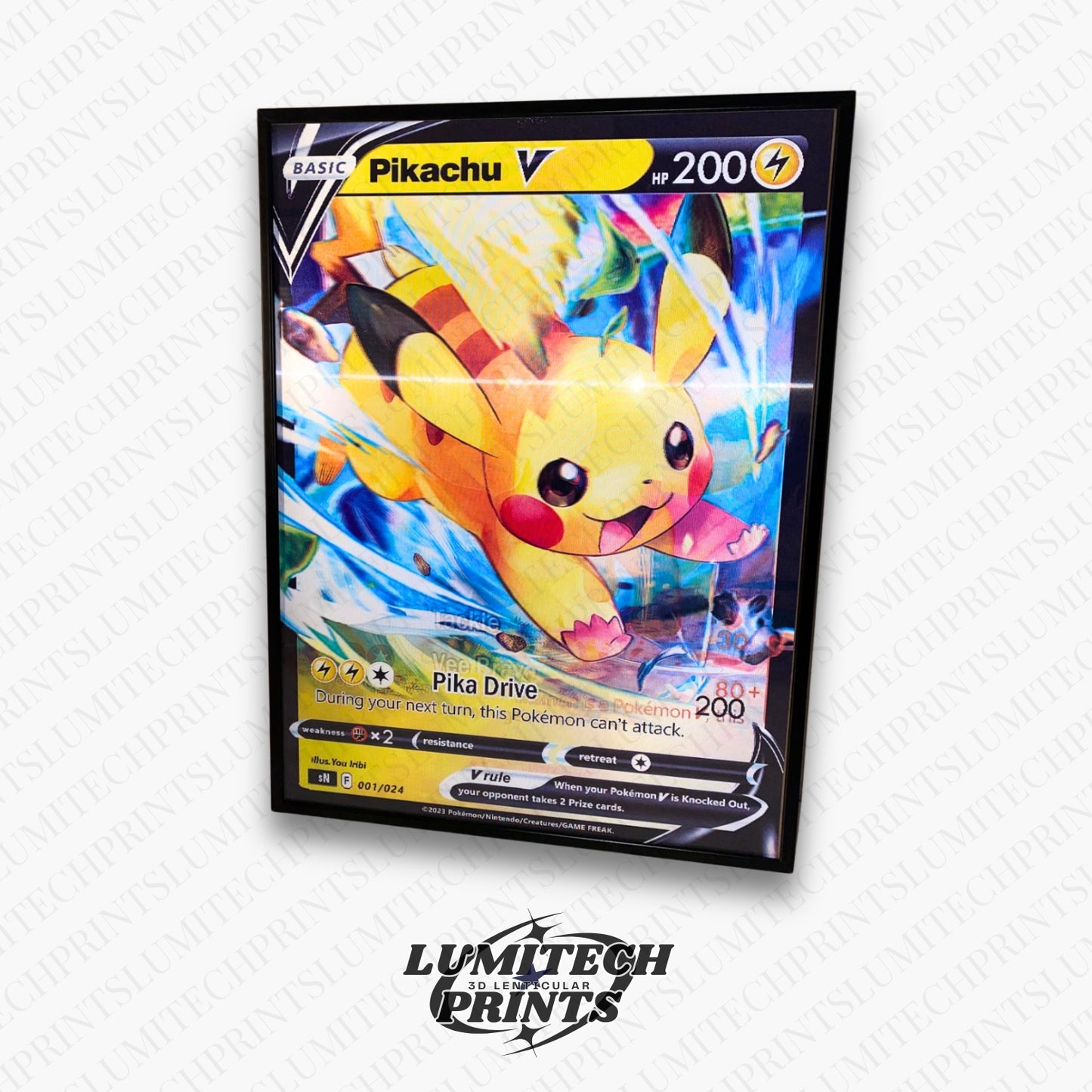 Pokemon 3D lenticular poster - Pikachu V close-up - premium lenticular print 30x40cm
