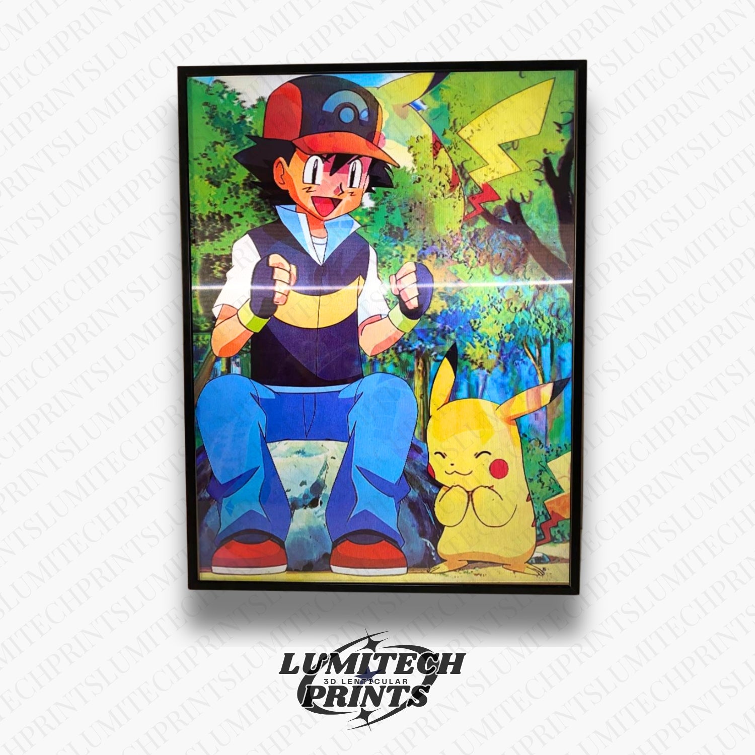 Pokemon 3D lenticular poster - Ash & Pikachu anime close-up - premium lenticular print 30x40cm