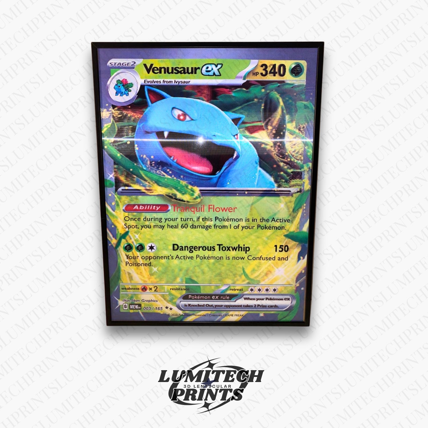 Pokemon 3D lenticular poster - Venusaur EX close-up - premium lenticular print 30x40cm