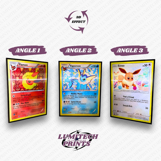 Pokemon 3D lenticular poster 30x40cm - Flareon, Vaporeon & Eevee - 3 viewing angles
