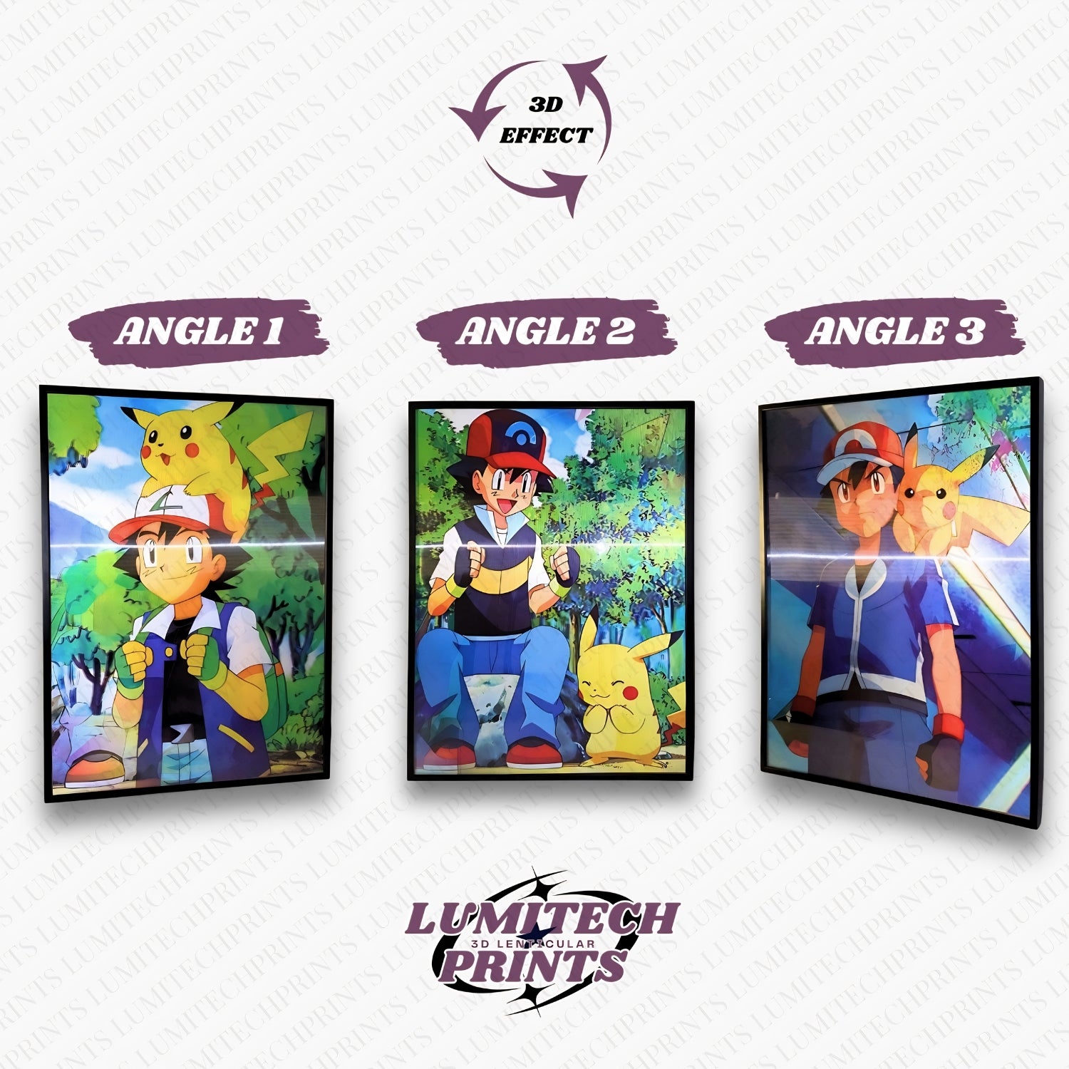 Pokemon 3D lenticular poster 30x40cm - Ash & Pikachu anime - 3 viewing angles