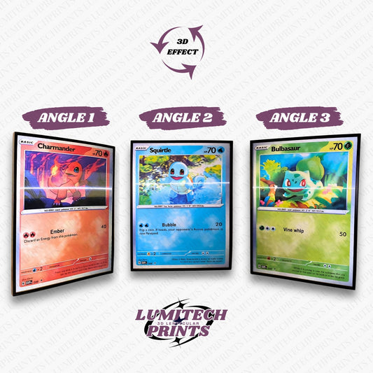 Pokemon 3D lenticular poster 30x40cm - Charmander, Squirtle & Bulbasaur - 3 viewing angles
