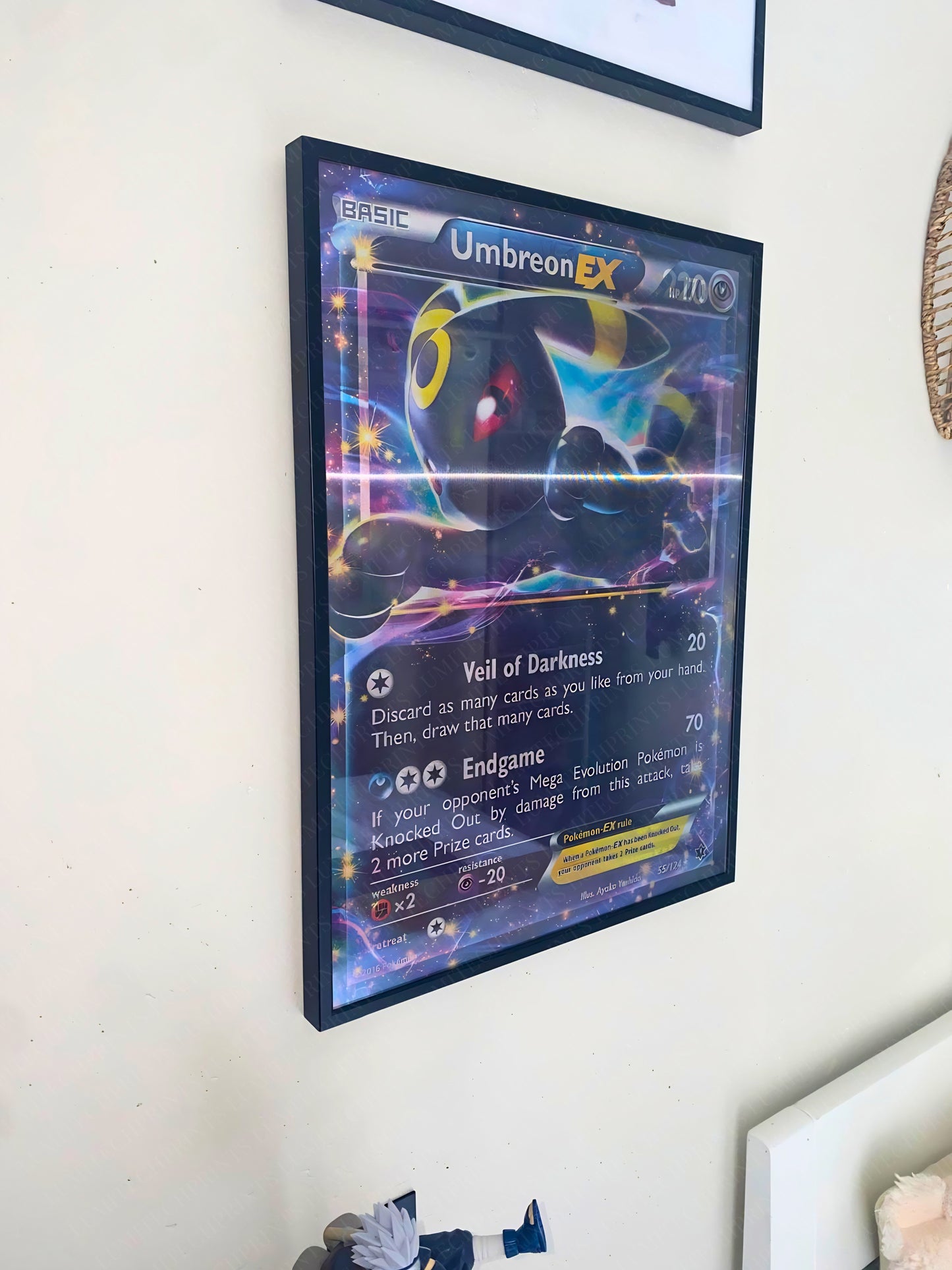 Pokemon 3D lenticular poster Espeon Mewtwo Umbreon hanging on wall - Lumitech Prints 30x40cm
