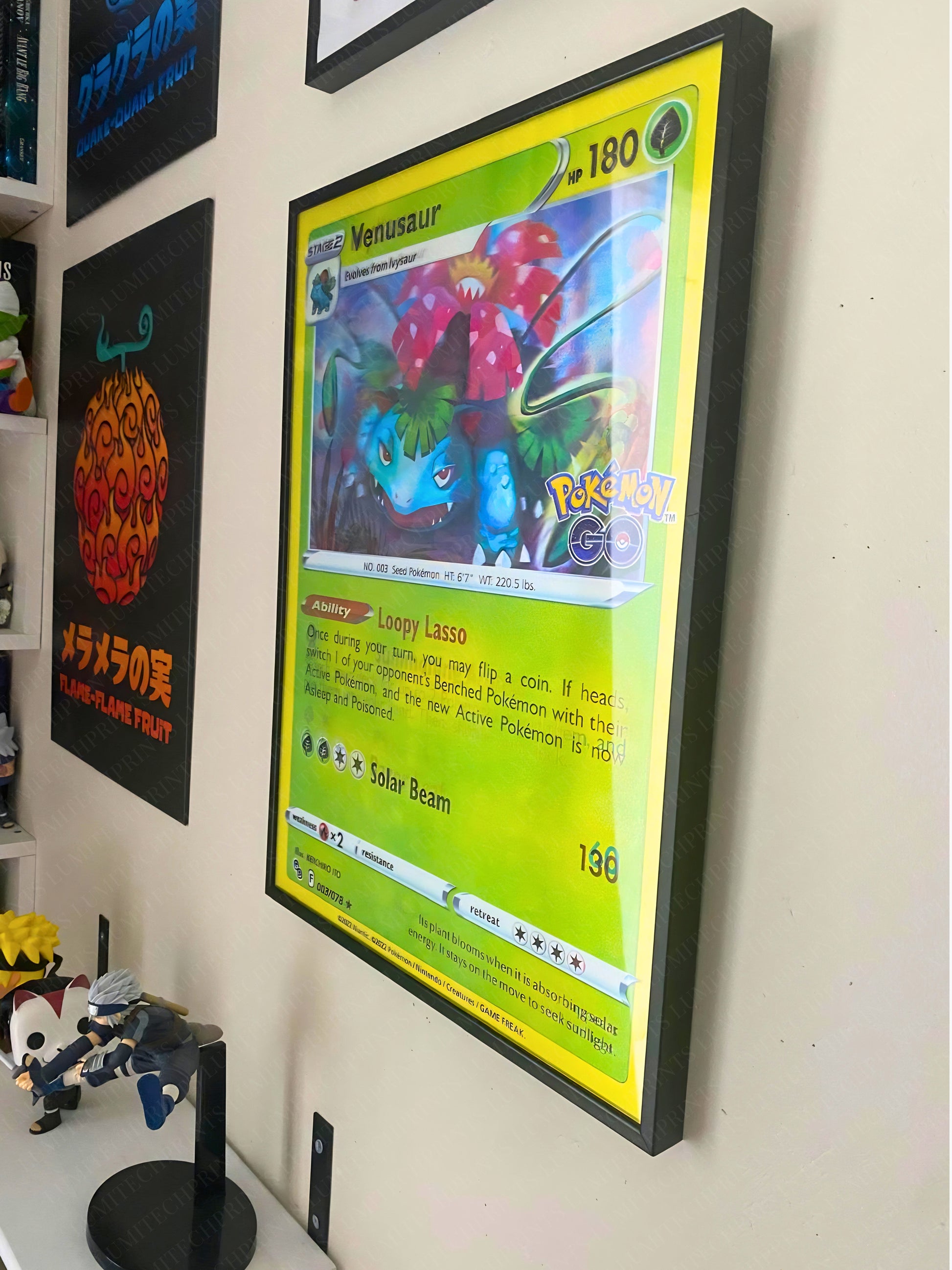 Pokemon Bulbasaur Ivysaur Venusaur 3D lenticular poster displayed on wall - gaming room decor