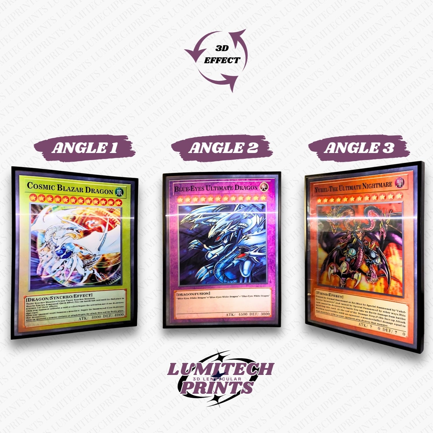 Yu-Gi-Oh 3D lenticular poster 30x40cm - Cosmic Blazar Dragon, Blue-Eyes Ultimate Dragon & Yubel - 3 viewing angles