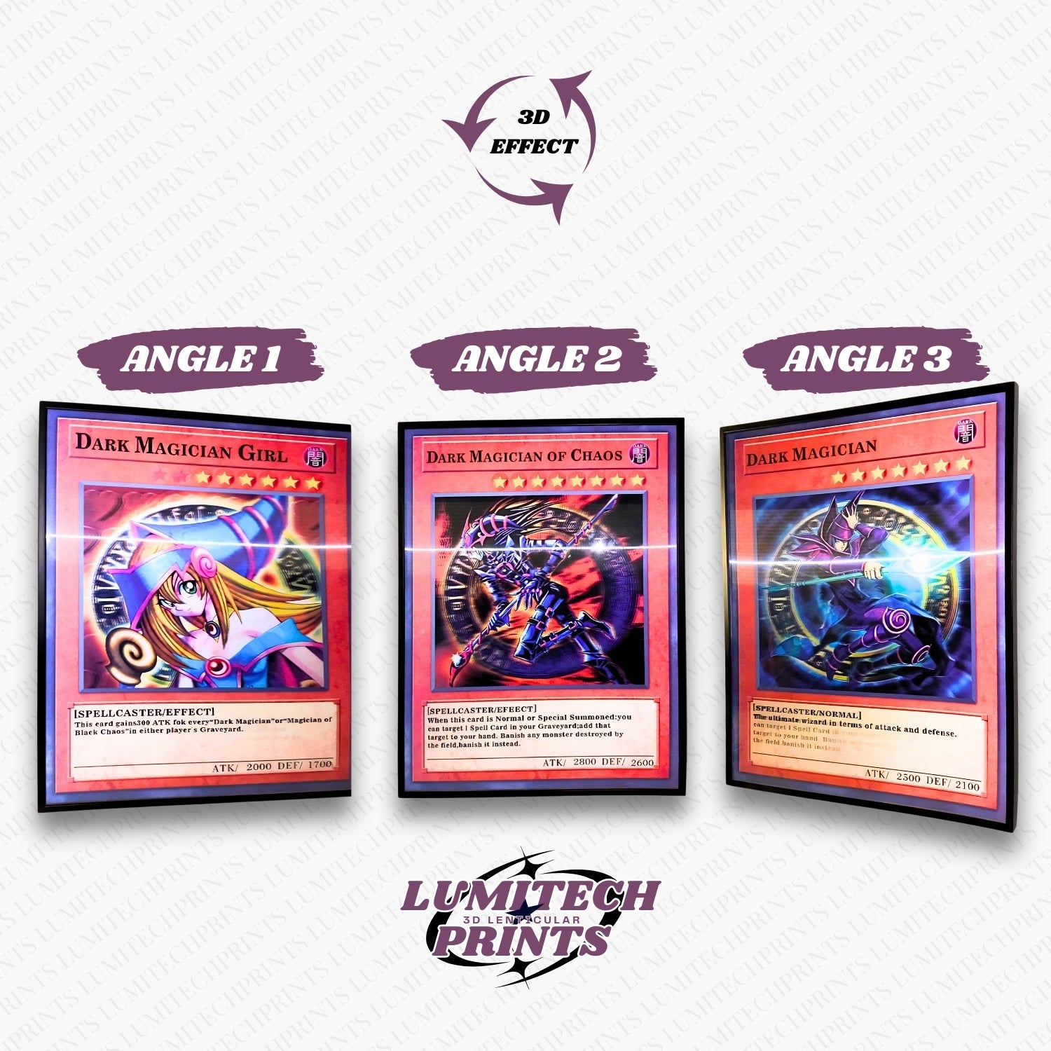 Yu-Gi-Oh 3D lenticular poster 30x40cm - Dark Magician Girl, Dark Magician of Chaos & Dark Magician - 3 viewing angles