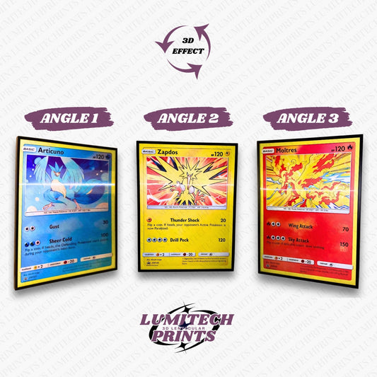 Pokemon 3D lenticular poster 30x40cm - Articuno, Zapdos & Moltres - 3 viewing angles