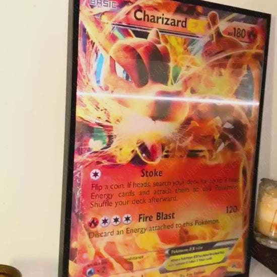 Pokemon 3D lenticular poster - Charizard EX 3 cards - lenticular effect in motion