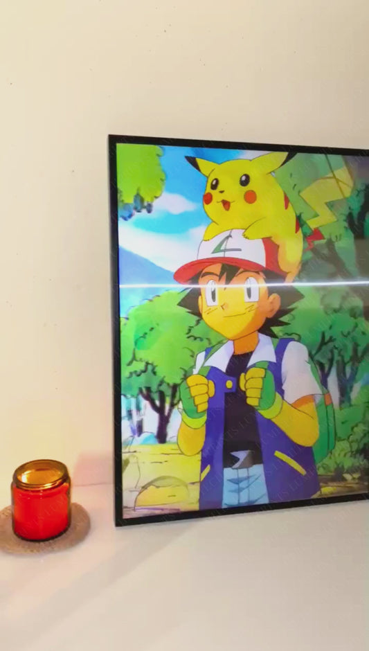 
Pokemon 3D lenticular poster - Ash & Pikachu anime - lenticular effect in motion