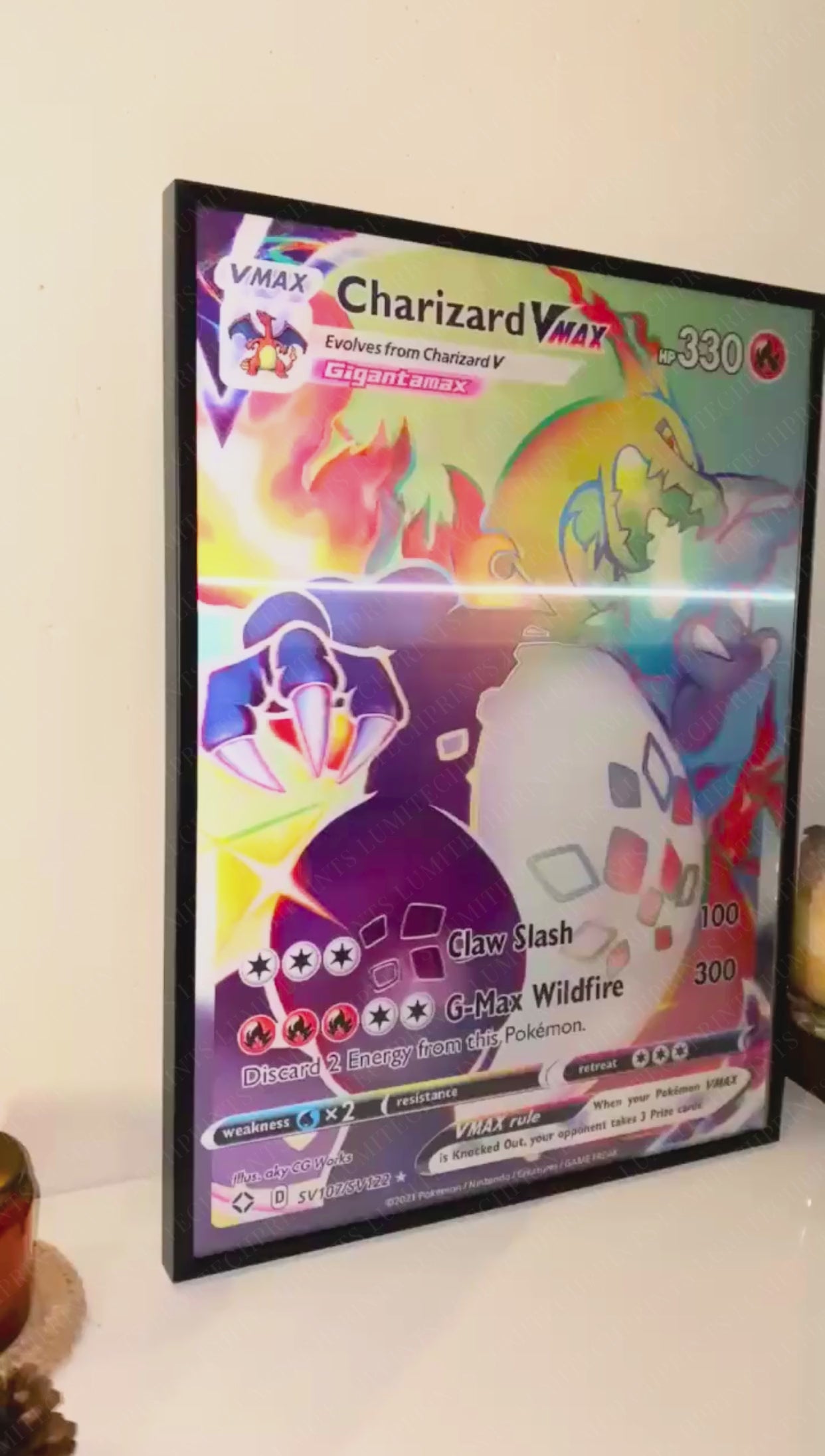 Pokemon 3D lenticular poster - Charizard VMAX Gigantamax - lenticular effect in motion