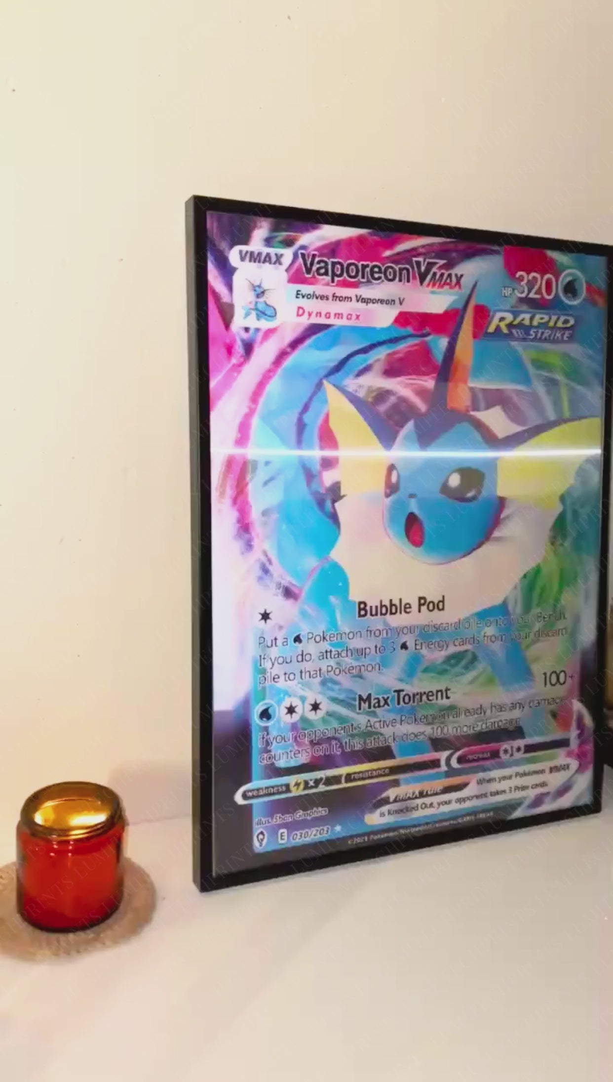 Pokemon 3D lenticular poster - Vaporeon VMAX, Flareon VMAX & Jolteon VMAX - lenticular effect in motion