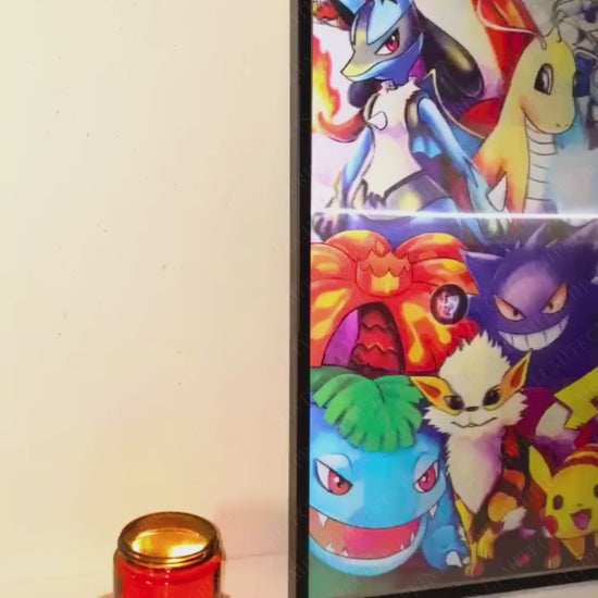 Pokemon 3D lenticular poster - Ash, Pikachu & all Pokemon characters - lenticular effect in motion