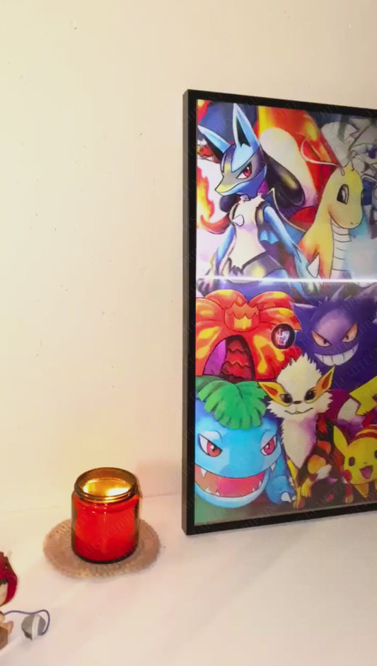 Pokemon 3D lenticular poster - Ash, Pikachu & all Pokemon characters - lenticular effect in motion