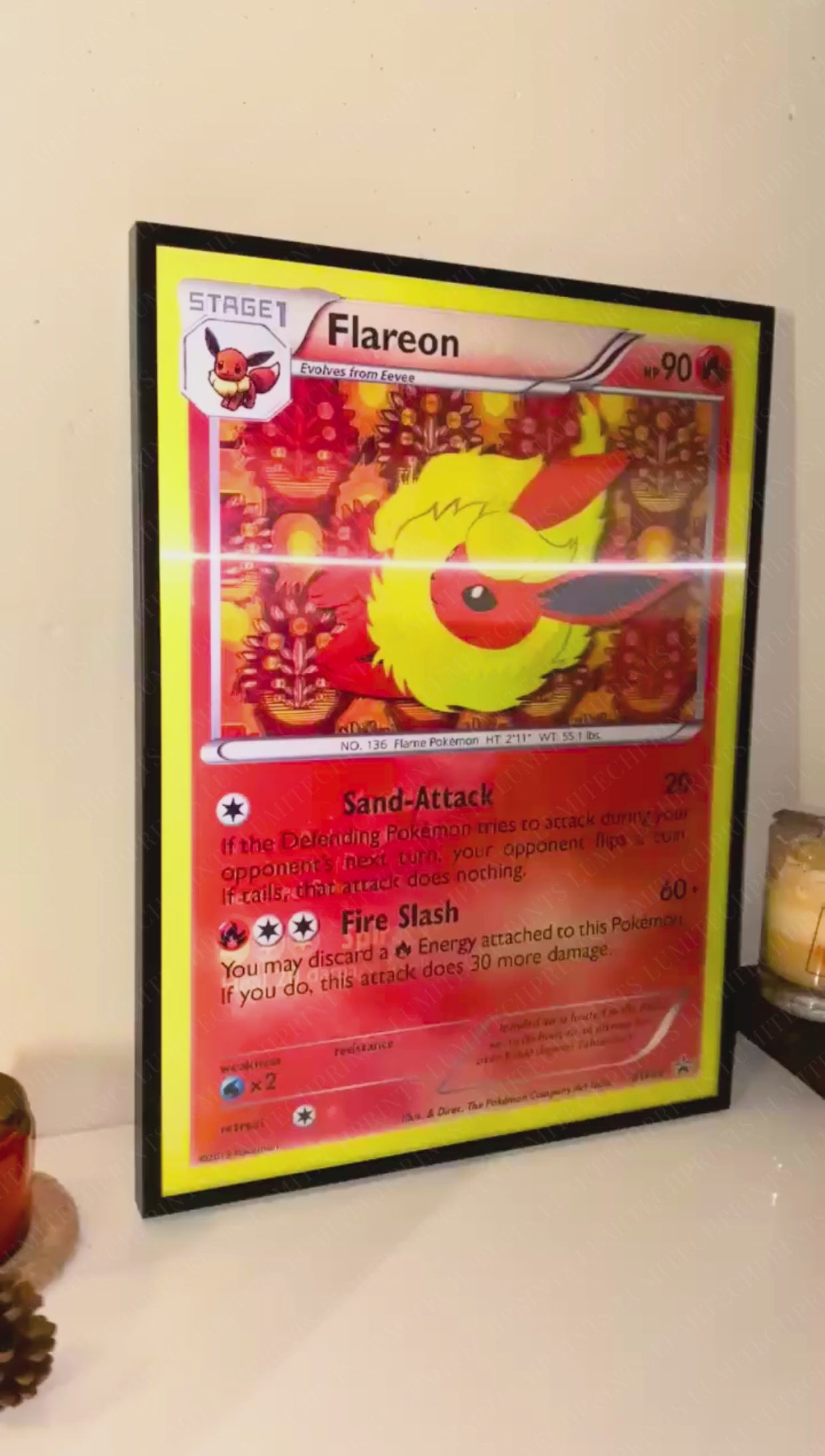 Pokemon 3D lenticular poster - Flareon, Vaporeon & Eevee - lenticular effect in motion