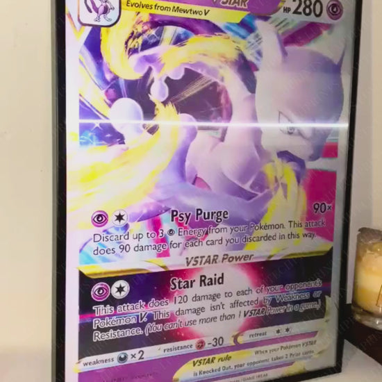 Pokemon 3D lenticular poster - Mewtwo VSTAR, Mewtwo EX & Mewtwo V - lenticular effect in motion