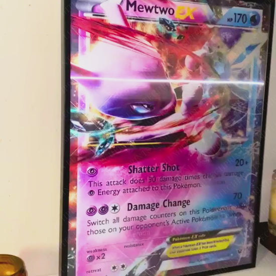 Pokemon 3D lenticular poster - Mewtwo EX & Glaceon EX - lenticular effect in motion