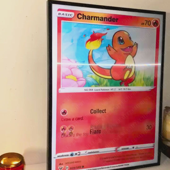 Pokemon 3D lenticular poster - Charmander, Charizard & Charmeleon evolution - lenticular effect in motion