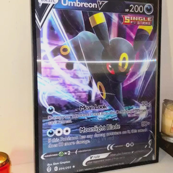 Pokemon 3D lenticular poster - Umbreon V, Galarian Zapdos V & Butterfree V - lenticular effect in motion
