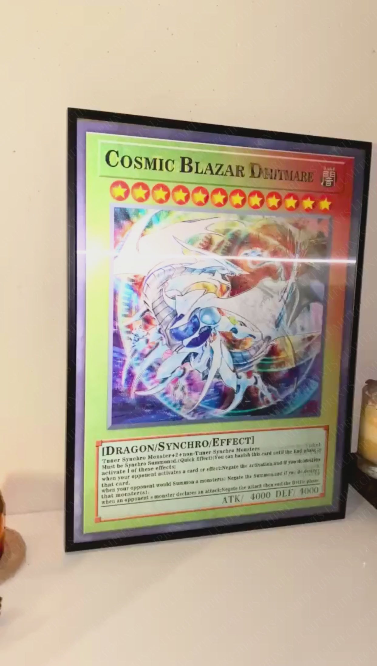 Yu-Gi-Oh 3D lenticular poster - Cosmic Blazar Dragon, Blue-Eyes Ultimate Dragon & Yubel - lenticular effect in motion