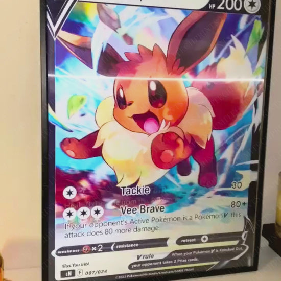 Pokemon 3D lenticular poster - Eevee V, Pikachu V & Venusaur V - lenticular effect in motion