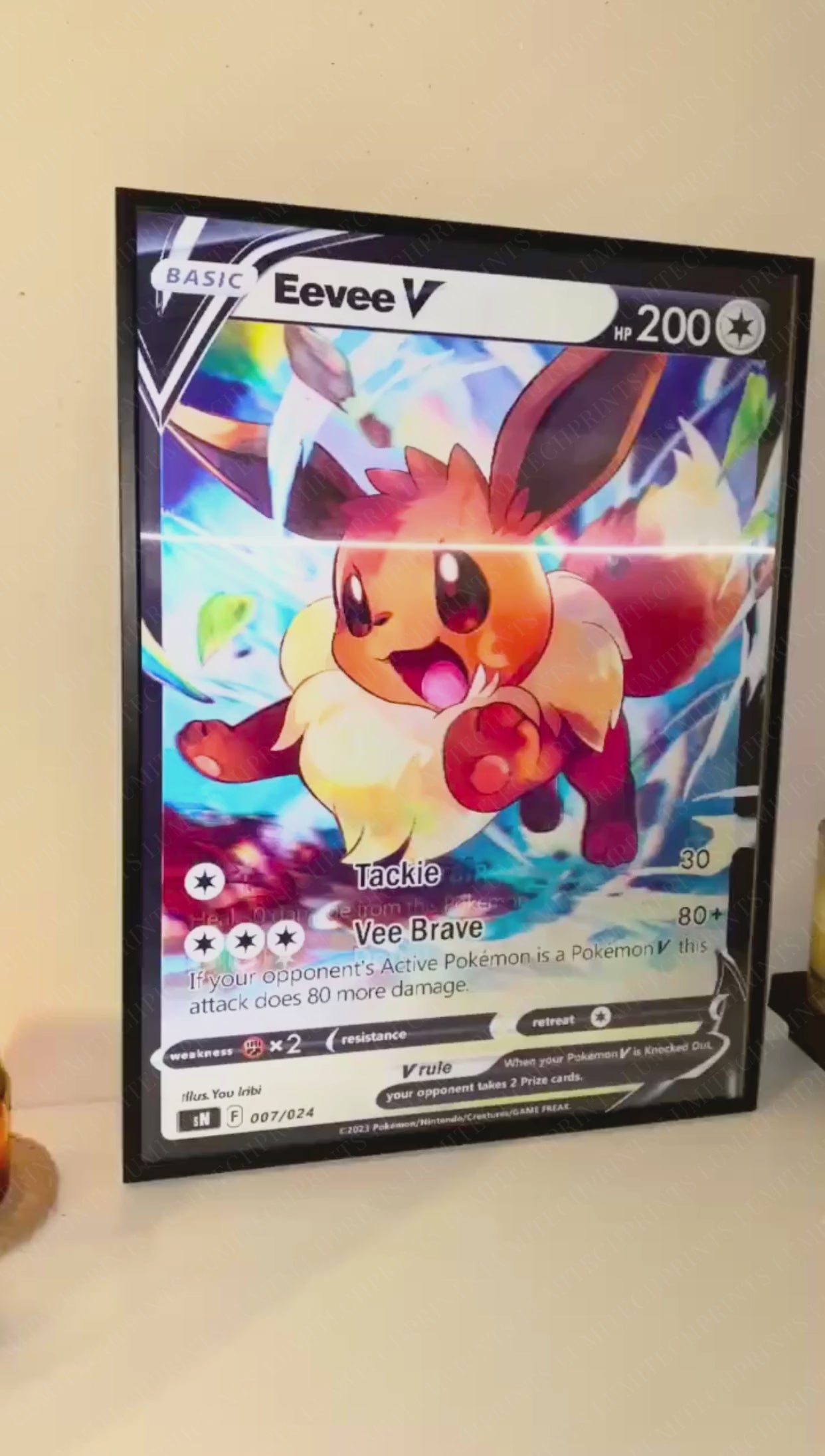 Pokemon 3D lenticular poster - Eevee V, Pikachu V & Venusaur V - lenticular effect in motion